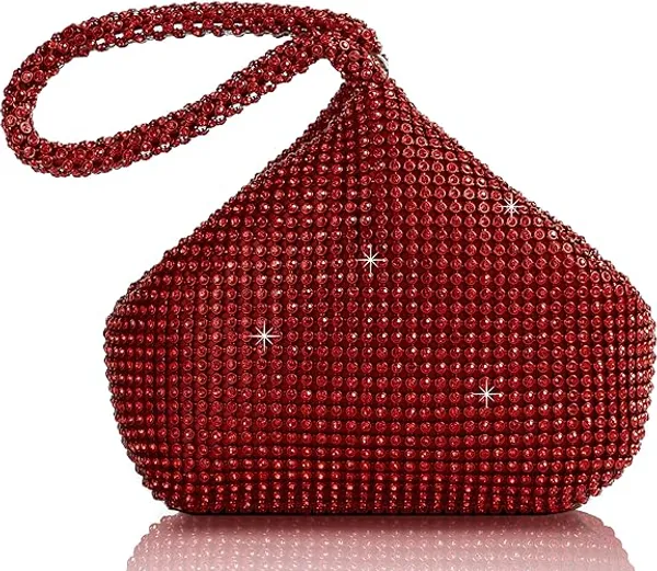 BLUE_BEADS_Women's_Luxury_Rhinestone_Evening_Clutch_Bag_�_Sparkly_Crystal_Purse_with_Top_Handle_�_Glitter_Party_Handbag_for_Wedding,_Prom,_Cocktail_&_Special_Events_For_Women_and_Girls_(Red)