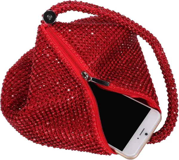 BLUE_BEADS_Women's_Luxury_Rhinestone_Evening_Clutch_Bag_�_Sparkly_Crystal_Purse_with_Top_Handle_�_Glitter_Party_Handbag_for_Wedding,_Prom,_Cocktail_&_Special_Events_For_Women_and_Girls_(Red)