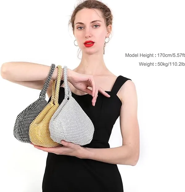 BLUE_BEADS_Women's_Luxury_Rhinestone_Evening_Clutch_Bag_�_Sparkly_Crystal_Purse_with_Top_Handle_�_Glitter_Party_Handbag_for_Wedding,_Prom,_Cocktail_&_Special_Events_For_Women_and_Girls_(Black_/_Silver)