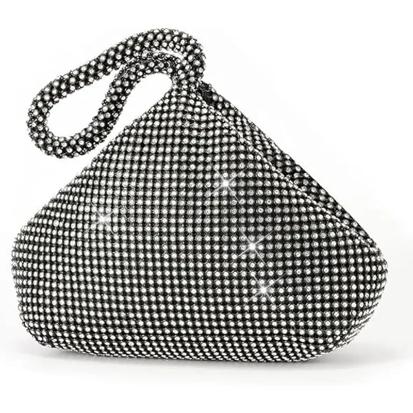 BLUE_BEADS_Women's_Luxury_Rhinestone_Evening_Clutch_Bag_�_Sparkly_Crystal_Purse_with_Top_Handle_�_Glitter_Party_Handbag_for_Wedding,_Prom,_Cocktail_&_Special_Events_For_Women_and_Girls_(Black_/_Silver)