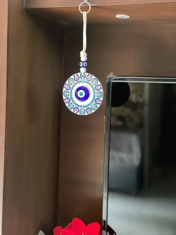 Home_Decor_Evil_Eye_Hanging/Door_Hanging/Wall_Hanging_White_Print_with_Turkish_Feng_Shui_Vastu_Blue_Glass_Evil_Eye_Door_Hanging_Nazar_batu_Protection_Good_Luck_Gifting_Home/Office