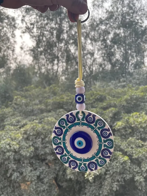 Home_Decor_Evil_Eye_Hanging/Door_Hanging/Wall_Hanging_White_Print_with_Turkish_Feng_Shui_Vastu_Blue_Glass_Evil_Eye_Door_Hanging_Nazar_batu_Protection_Good_Luck_Gifting_Home/Office