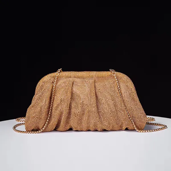 BLUE_BEADS_Full_Shinny_Rhinestone_Crystal_Evening_Clutch_Bag_Sparkling_Glitter_with_Chain_Sling_Bag_for_Special_Occasions_Like_Wedding_Party_Prom_Evening_Night_Party_For_Women_Girls_(GOLD)