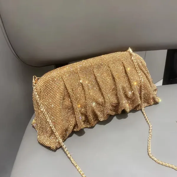 BLUE_BEADS_Full_Shinny_Rhinestone_Crystal_Evening_Clutch_Bag_Sparkling_Glitter_with_Chain_Sling_Bag_for_Special_Occasions_Like_Wedding_Party_Prom_Evening_Night_Party_For_Women_Girls_(GOLD)