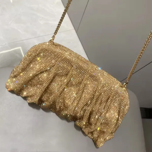 BLUE_BEADS_Full_Shinny_Rhinestone_Crystal_Evening_Clutch_Bag_Sparkling_Glitter_with_Chain_Sling_Bag_for_Special_Occasions_Like_Wedding_Party_Prom_Evening_Night_Party_For_Women_Girls_(GOLD)