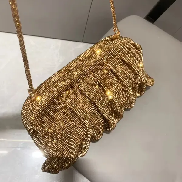 BLUE_BEADS_Full_Shinny_Rhinestone_Crystal_Evening_Clutch_Bag_Sparkling_Glitter_with_Chain_Sling_Bag_for_Special_Occasions_Like_Wedding_Party_Prom_Evening_Night_Party_For_Women_Girls_(GOLD)