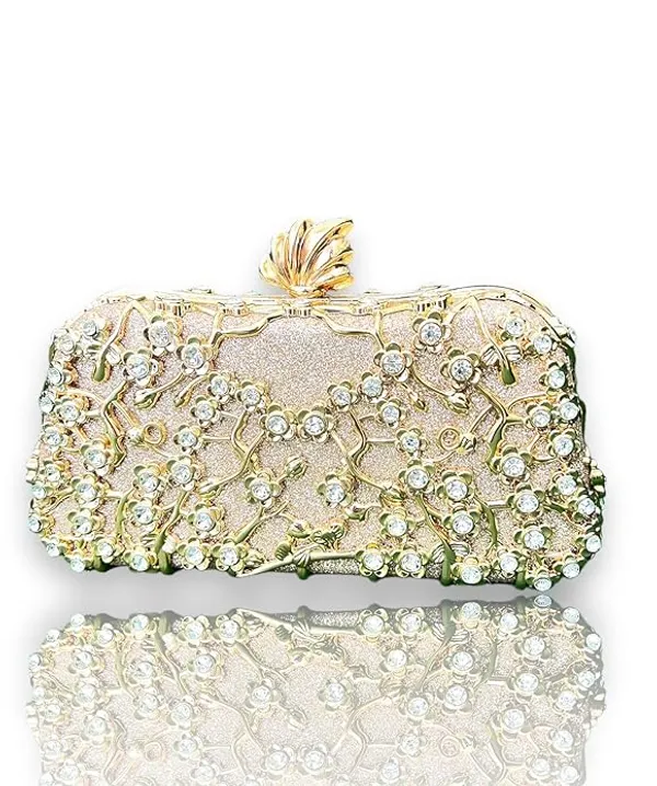 BLUE_BEADS_Small_Crystal_and_Metal_Elegant_Rhinestone_Clutch_Evening_Purse_Night_Party_Clutch_for_Wedding_Cocktail_Party_and_Special_Occasions_(Rose_Gold)