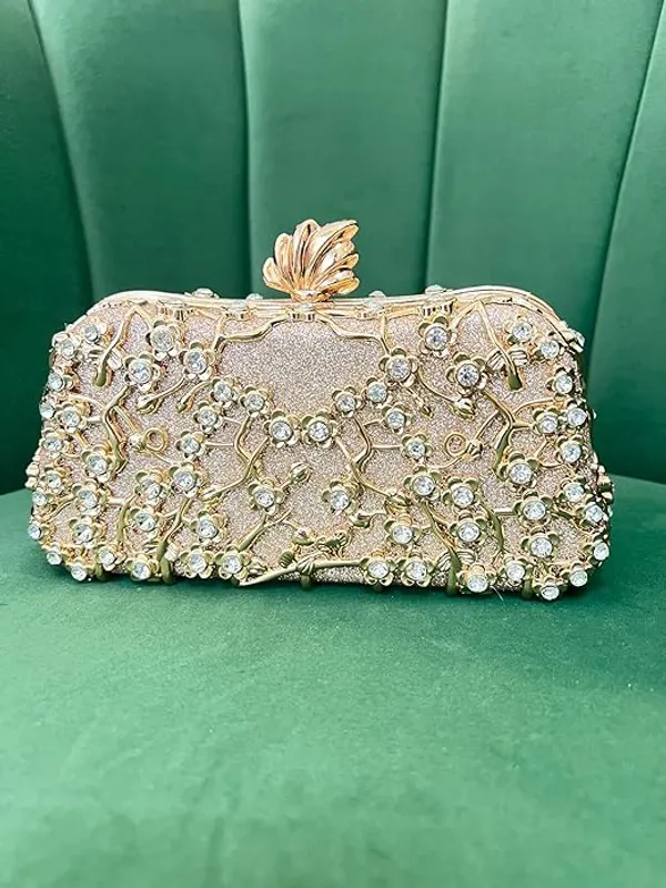 BLUE_BEADS_Small_Crystal_and_Metal_Elegant_Rhinestone_Clutch_Evening_Purse_Night_Party_Clutch_for_Wedding_Cocktail_Party_and_Special_Occasions_(Rose_Gold)
