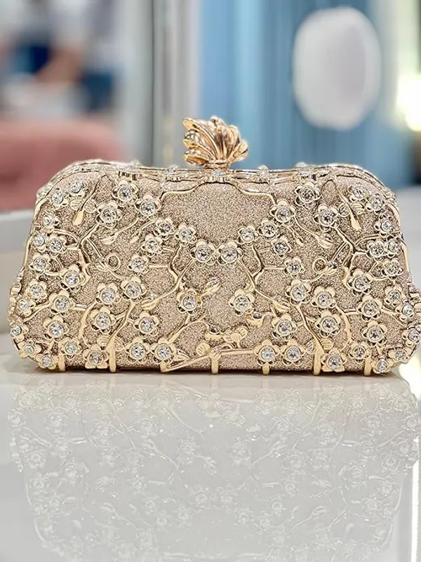 BLUE_BEADS_Small_Crystal_and_Metal_Elegant_Rhinestone_Clutch_Evening_Purse_Night_Party_Clutch_for_Wedding_Cocktail_Party_and_Special_Occasions_(Rose_Gold)