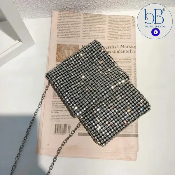 BLUE_BEADS_"Women's_Rhinestone_Crystal_Evening_Clutch_Bag_-_Sparkling_Glitter_Handbag_with_Shiny_Shoulder_Strap_-_Elegant_Tote_for_Special_Occasions_(Sling_Bag_Small_Size_Silver)