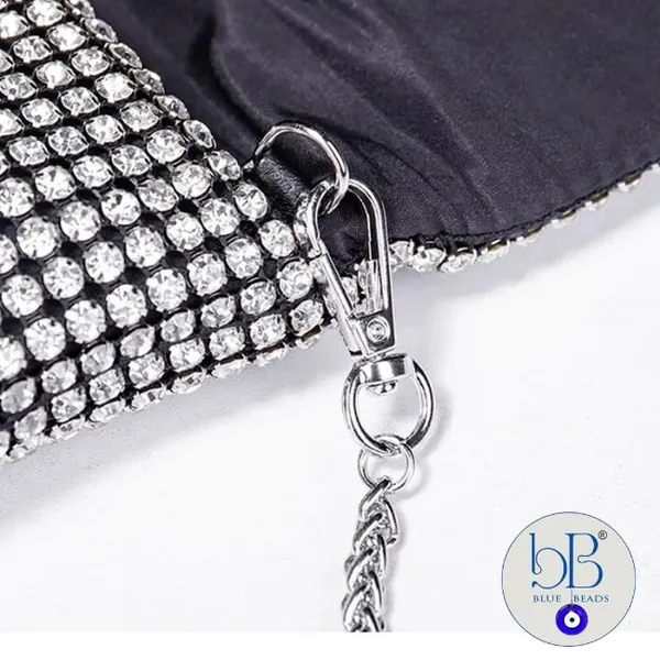 BLUE_BEADS_"Women's_Rhinestone_Crystal_Evening_Clutch_Bag_-_Sparkling_Glitter_Handbag_with_Shiny_Shoulder_Strap_-_Elegant_Tote_for_Special_Occasions_(Sling_Bag_Small_Size_Silver)