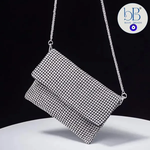 BLUE_BEADS_Full_Shinny_Rhinestone_Crystal_Evening_Clutch_Bag_Sparkling_Glitter_Bag_for_Special_Occasions_Like_Wedding_Party_Prom_Evening_Night_Party_For_Women_Girls_(Silver)