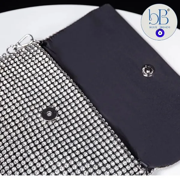 BLUE_BEADS_Full_Shinny_Rhinestone_Crystal_Evening_Clutch_Bag_Sparkling_Glitter_Bag_for_Special_Occasions_Like_Wedding_Party_Prom_Evening_Night_Party_For_Women_Girls_(Silver)