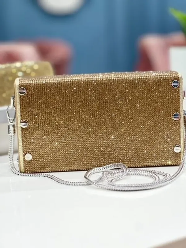 BLUE_BEADS_Small_Crystal_and_Metal_Elegant_Rhinestone_Clutch_Evening_Purse_Night_Party_Clutch_for_Wedding_Cocktail_Party_and_Special_Occasions_(Gold)