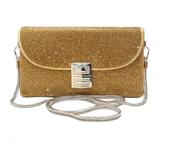 BLUE_BEADS_Small_Crystal_and_Metal_Elegant_Rhinestone_Clutch_Evening_Purse_Night_Party_Clutch_for_Wedding_Cocktail_Party_and_Special_Occasions_(Gold)