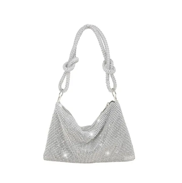BLUE_BEADS_Small_Crystal_and_Metal_Elegant_Rhinestone_Clutch_Evening_Purse_Night_Party_Clutch_for_Wedding_Cocktail_Party_and_Special_Occasions_(Silver)