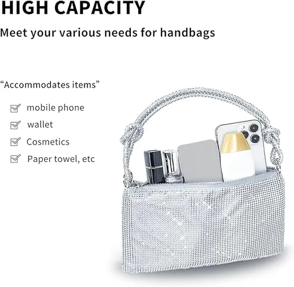 BLUE_BEADS_Small_Crystal_and_Metal_Elegant_Rhinestone_Clutch_Evening_Purse_Night_Party_Clutch_for_Wedding_Cocktail_Party_and_Special_Occasions_(Silver)