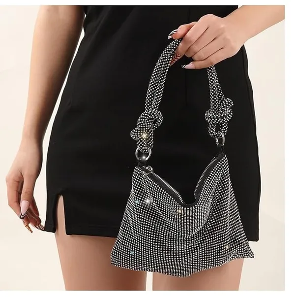 BLUE_BEADS_Small_Crystal_and_Metal_Elegant_Rhinestone_Clutch_Evening_Purse_Night_Party_Clutch_for_Wedding_Cocktail_Party_and_Special_Occasions_(Black)