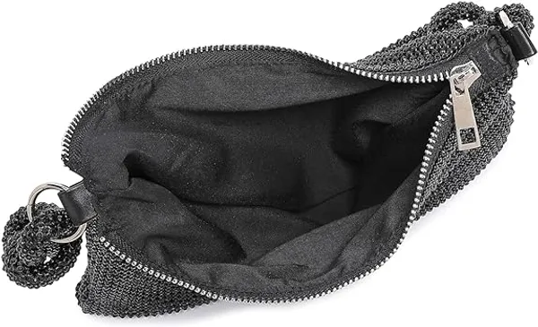 BLUE_BEADS_Small_Crystal_and_Metal_Elegant_Rhinestone_Clutch_Evening_Purse_Night_Party_Clutch_for_Wedding_Cocktail_Party_and_Special_Occasions_(Black)