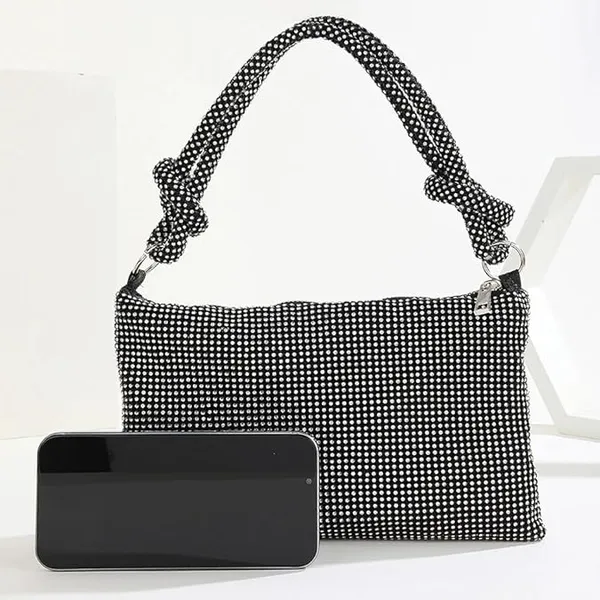 BLUE_BEADS_Small_Crystal_and_Metal_Elegant_Rhinestone_Clutch_Evening_Purse_Night_Party_Clutch_for_Wedding_Cocktail_Party_and_Special_Occasions_(Black)