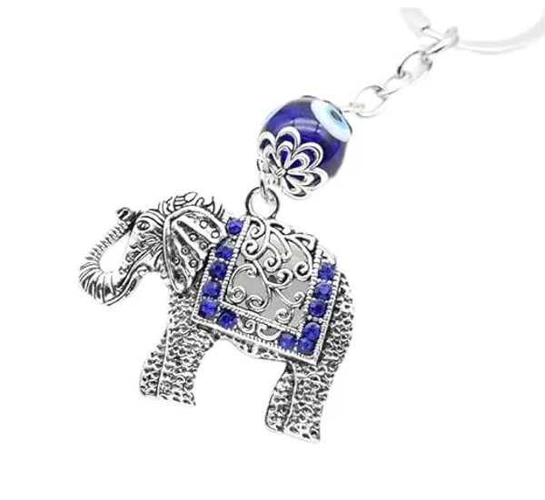 Blue_Beads_Blue_and_Silver_Evil_Eye_with_Elephant_Design_Keychain_for_Bike/Car_Gifting_with_Key_Ring_Anti-Rust_(Pack_of_1)
