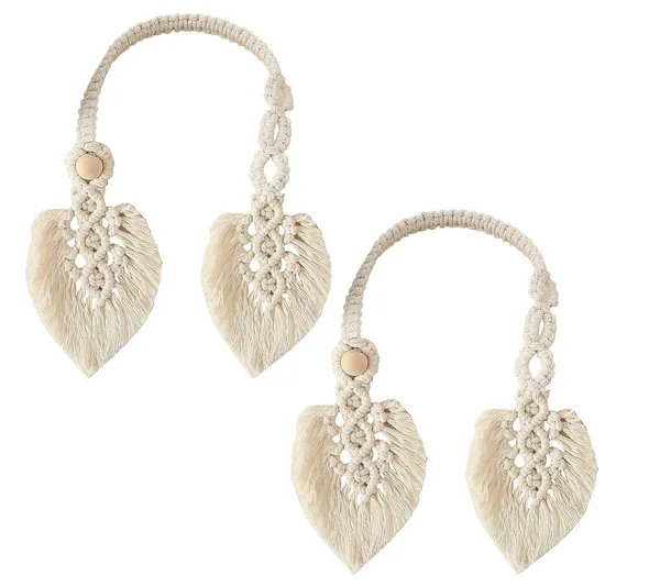 Pack_Of_2_Off_White_Handmade_Curtain_Tiebacks,Hand_Knitting_Cotton_Curtain_Holdbacks_With_Adjustable_Natural_Wooden_Bead