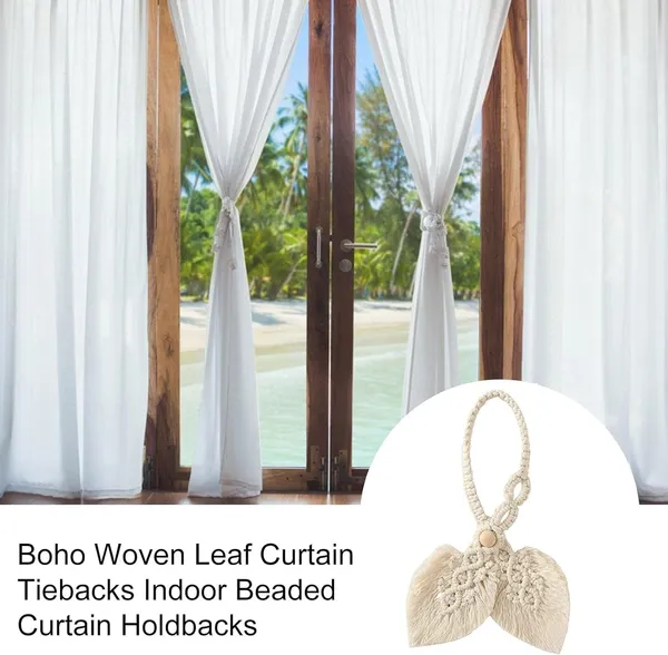 Pack_Of_2_Off_White_Handmade_Curtain_Tiebacks,Hand_Knitting_Cotton_Curtain_Holdbacks_With_Adjustable_Natural_Wooden_Bead