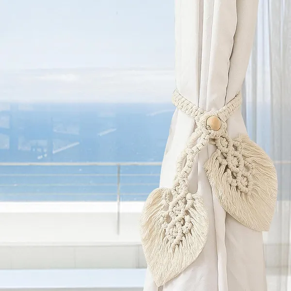 Pack_Of_2_Off_White_Handmade_Curtain_Tiebacks,Hand_Knitting_Cotton_Curtain_Holdbacks_With_Adjustable_Natural_Wooden_Bead