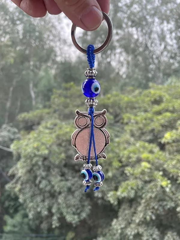 Blue_&_Silver_Evil_Eye_With_Lucky_Owl_Keychain_For_Bike/Car_Gifting_With_Key_Ring_AntiRust