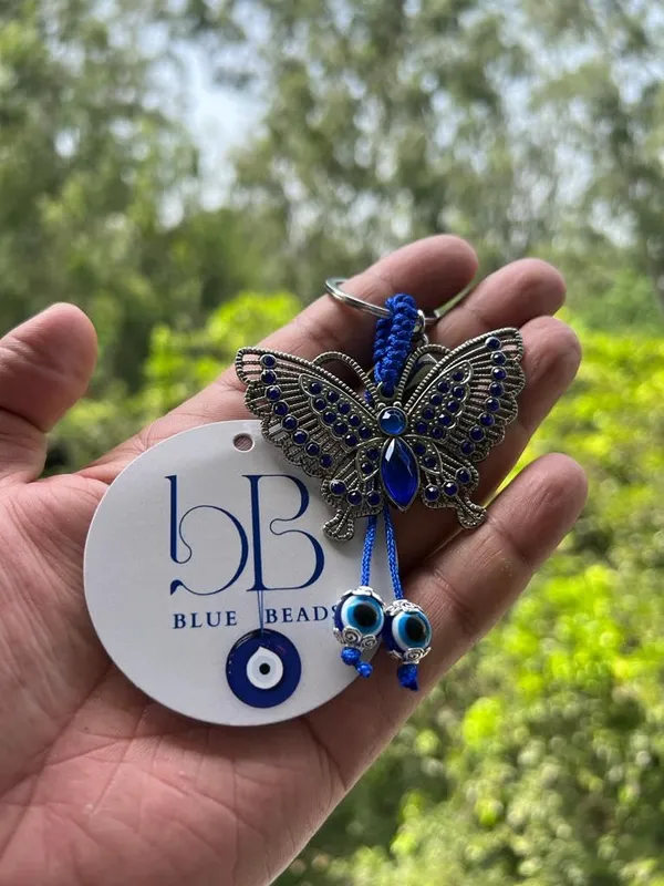 Blue_&_Silver_Evil_Eye_With_Butterfly_Keychain_For_Bike/Car_Gifting_With_Key_Ring_AntiRust