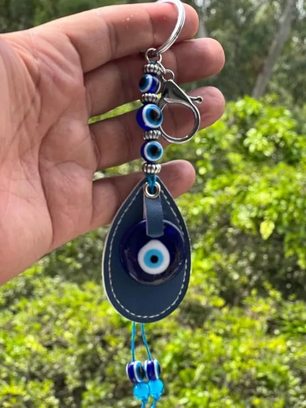 Pack_of_2_BLUE_BEADS_Original_Blue_and_White_Evil_Eye_Stone_With_Blue_Leather_Keychain_For_Bike/Car_Gifting_With_Key_Ring