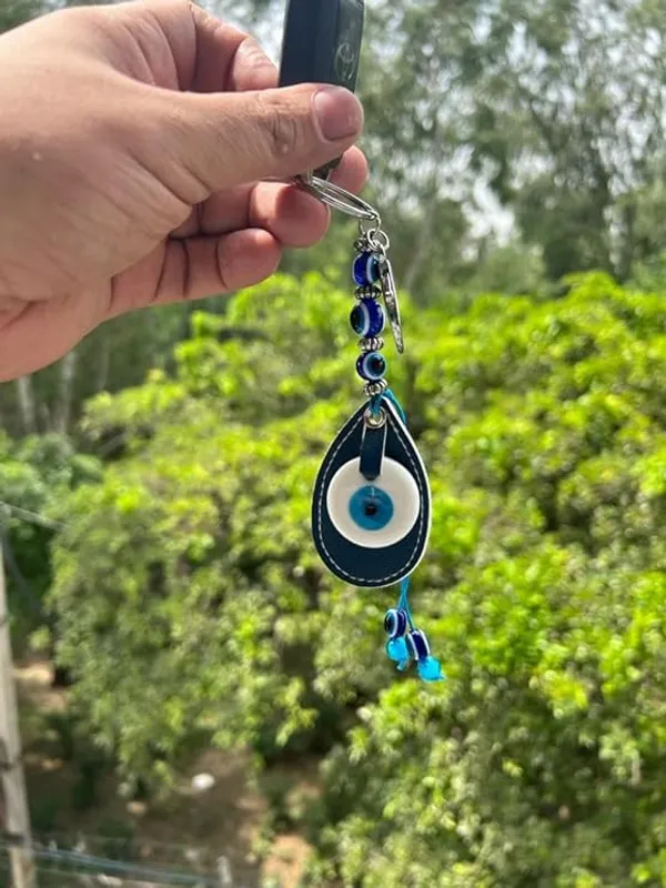 Pack_of_2_BLUE_BEADS_Original_Blue_and_White_Evil_Eye_Stone_With_Blue_Leather_Keychain_For_Bike/Car_Gifting_With_Key_Ring