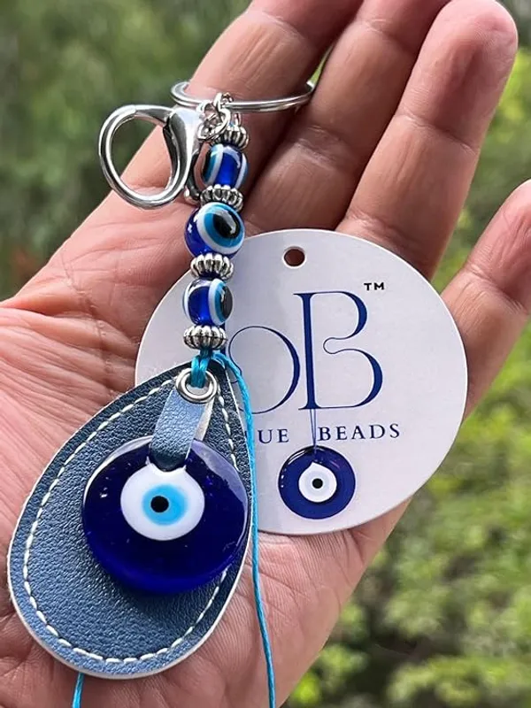 Pack_of_2_BLUE_BEADS_Original_Blue_and_White_Evil_Eye_Stone_With_Blue_Leather_Keychain_For_Bike/Car_Gifting_With_Key_Ring