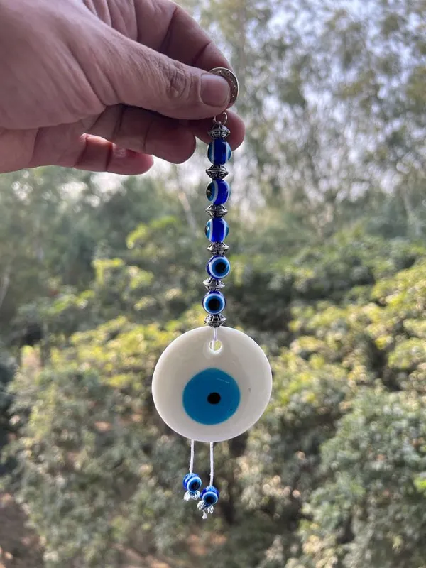 Pack_of_2__Feng_Shui_Vastu_White_Glass_Evil_Eye_for_Diwali_Gifts/Wall_Hanging_Nazar_Suraksha_Amulet_Decoration_Home/Office