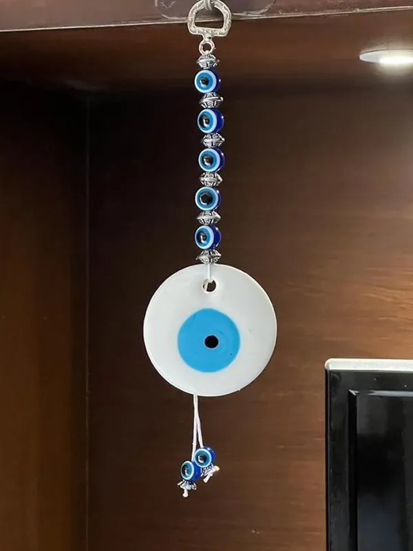 Pack_of_2__Feng_Shui_Vastu_White_Glass_Evil_Eye_for_Diwali_Gifts/Wall_Hanging_Nazar_Suraksha_Amulet_Decoration_Home/Office