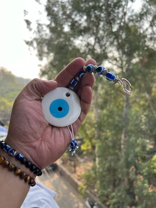 Pack_of_2__Feng_Shui_Vastu_White_Glass_Evil_Eye_for_Diwali_Gifts/Wall_Hanging_Nazar_Suraksha_Amulet_Decoration_Home/Office