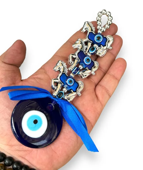 BLUE_BEADS_Turkish_Feng_Shui_Vastu_Blue_Glass_Evil_Eye_Hanging/Door_Hanging_Nazar_Batu_for_Protection_and_Good_Luck_-_Perfect_for_Gifting_Home_or_Office_(Horse)