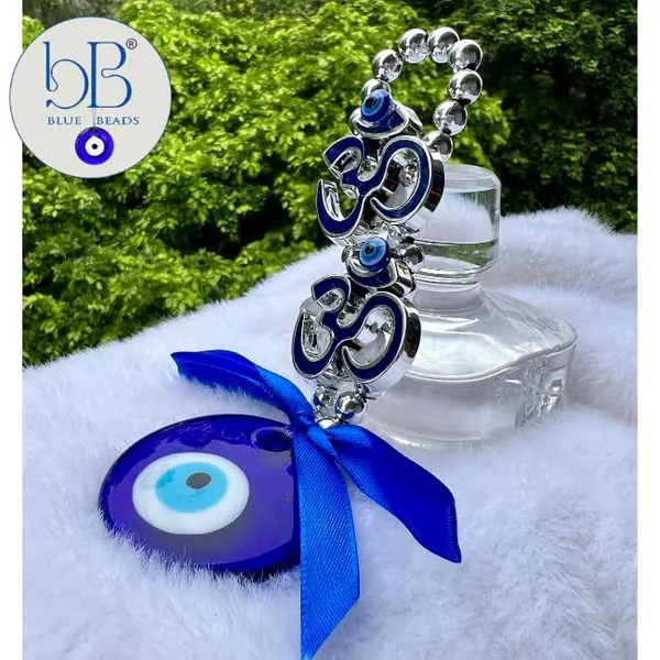 BLUE_BEADS_Turkish_Feng_Shui_Vastu_Blue_Glass_Evil_Eye_Hanging/Door_Hanging_Nazar_Batu_for_Protection_and_Good_Luck_-_Perfect_for_Gifting_Home_or_Office_(Double_Om)