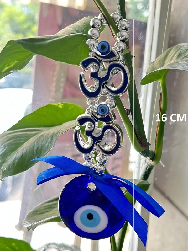 BLUE_BEADS_Turkish_Feng_Shui_Vastu_Blue_Glass_Evil_Eye_Hanging/Door_Hanging_Nazar_Batu_for_Protection_and_Good_Luck_-_Perfect_for_Gifting_Home_or_Office_(Double_Om)