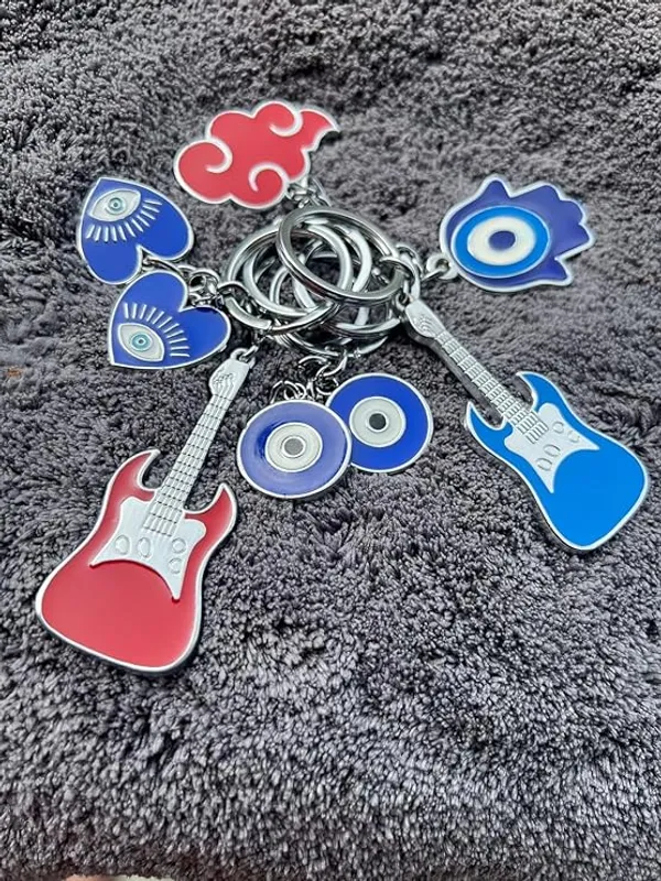 Pack_Of_Any_3_pcs_BLUE_BEADS_Unisex_Enameled_Metal_Keychain_Enamel_Evil_Eye_Keychain_For_Bike/Car_Gifting_With_Key_Ring_Anti-Rust