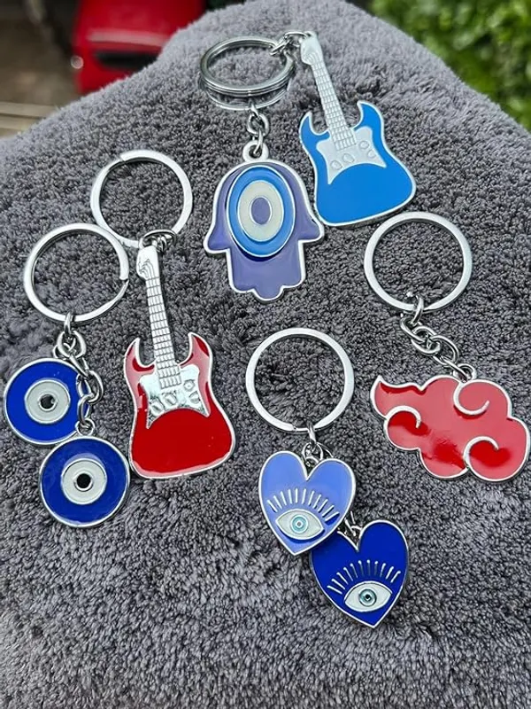 Pack_Of_Any_3_pcs_BLUE_BEADS_Unisex_Enameled_Metal_Keychain_Enamel_Evil_Eye_Keychain_For_Bike/Car_Gifting_With_Key_Ring_Anti-Rust