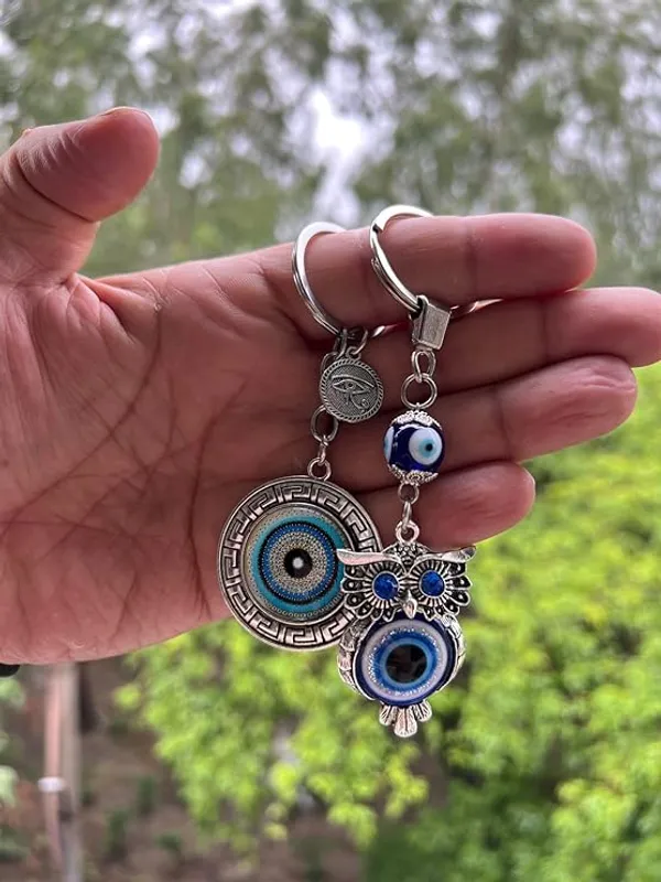 Pack_Of_3_BLUE_BEADS_Keychain_Nazar_batu_Protection_Good_Luck_Gifting_Home/Office