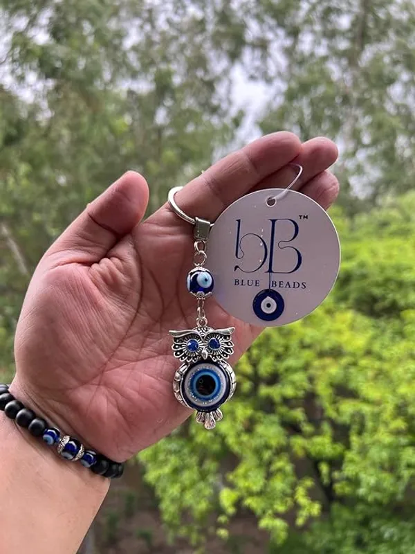 Pack_Of_3_BLUE_BEADS_Keychain_Nazar_batu_Protection_Good_Luck_Gifting_Home/Office