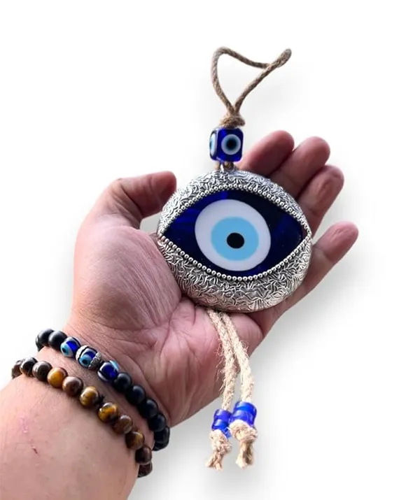 Metal_Feng_Shui_Vastu_Blue_Big_Glass_Evil_Eye_Door/Wall_Hanging_Nazar_Suraksha_Amulet_Decoration_Home/Office_(Silver)