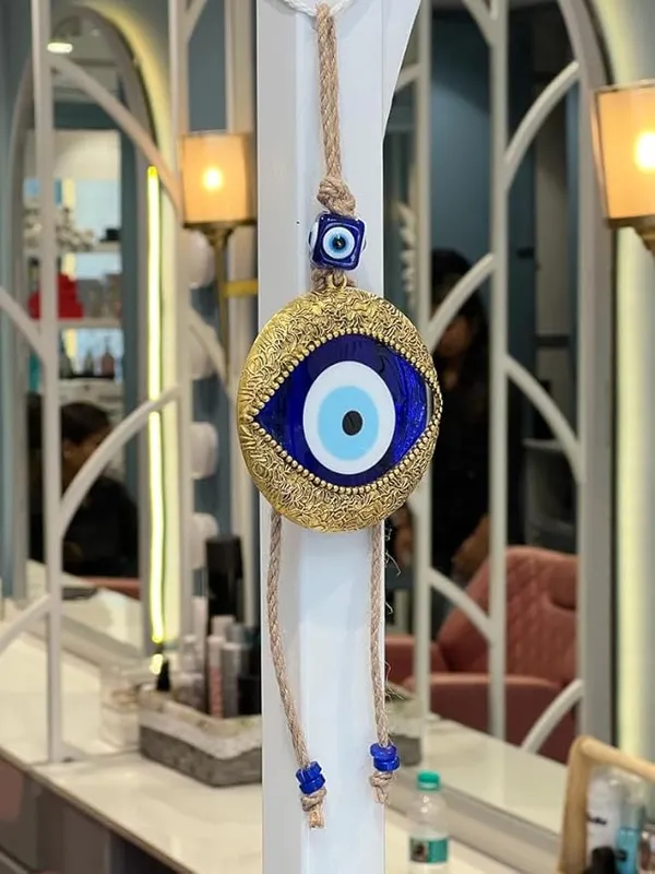 Metal_Feng_Shui_Vastu_Blue_Big_Glass_Evil_Eye_Door/Wall_Hanging_Nazar_Suraksha_Amulet_Decoration_Home/Office_(Gold_Silver)