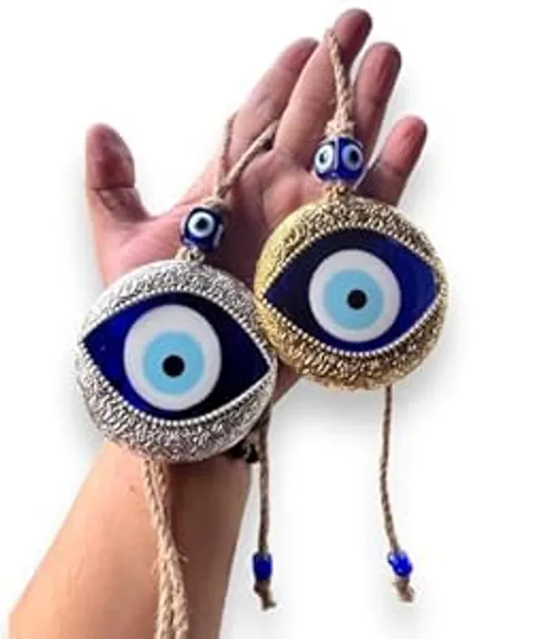 Metal_Feng_Shui_Vastu_Blue_Big_Glass_Evil_Eye_Door/Wall_Hanging_Nazar_Suraksha_Amulet_Decoration_Home/Office_(Gold_Silver)
