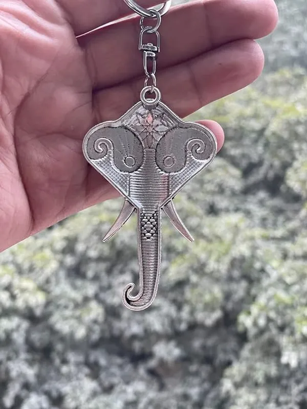 Pack_of_2_BLUE_BEADS_Evil_Eye_Keychain_With_Silver_Elephant_Lord_Ganpati/Ganesh_Face_Keychain_For_Bike/Car_Gifting_With_Key_Ring