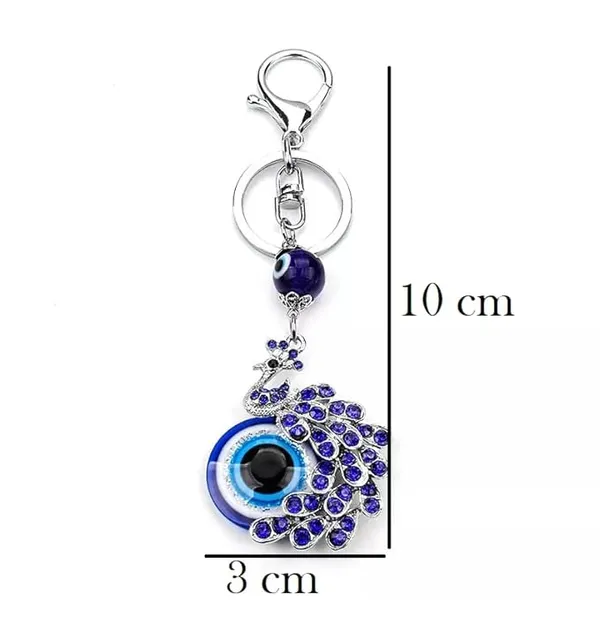 Pack_of_2_BLUE_BEADS_Combo_Offer_Blue_and_Silver_Evil_Eye_Peacock_with_Blue_Round_Design_Keychain_For_Bike/Car_Gifting_With_Key_Ring_Anti-Rust