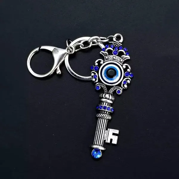 Pack_Of_2_Blue_&_Silver_Combo_And_Silver_Evil_Eye_With_Key_Shape_Keychain_For_Bike/Car_Gifting_With_Key_Ring_AntiRust