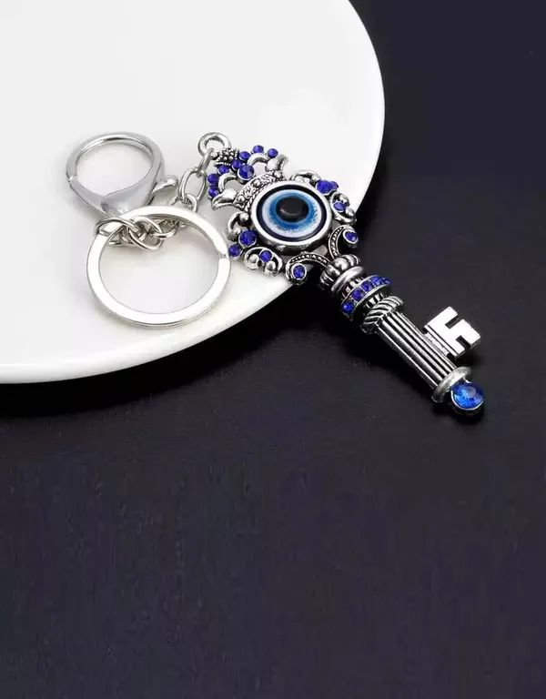 Pack_Of_2_Blue_&_Silver_Combo_And_Silver_Evil_Eye_With_Key_Shape_Keychain_For_Bike/Car_Gifting_With_Key_Ring_AntiRust